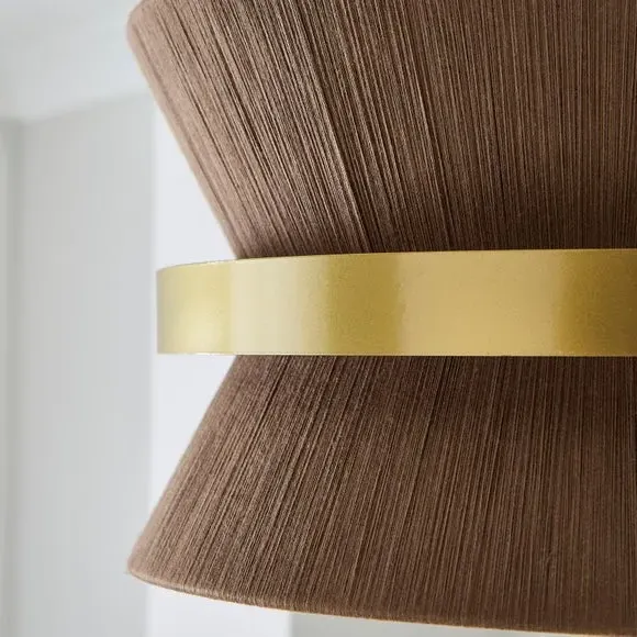 Pleated Pendant Shade with Gold Band - Mocha