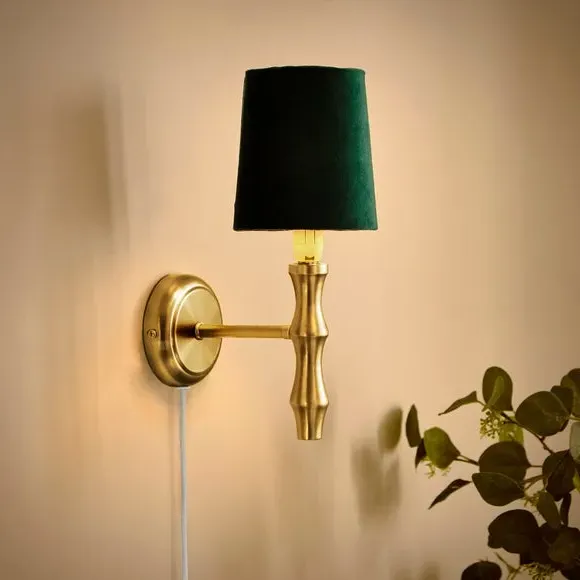 Plug-In Wall Light Bamboo Design - Gold, Metal