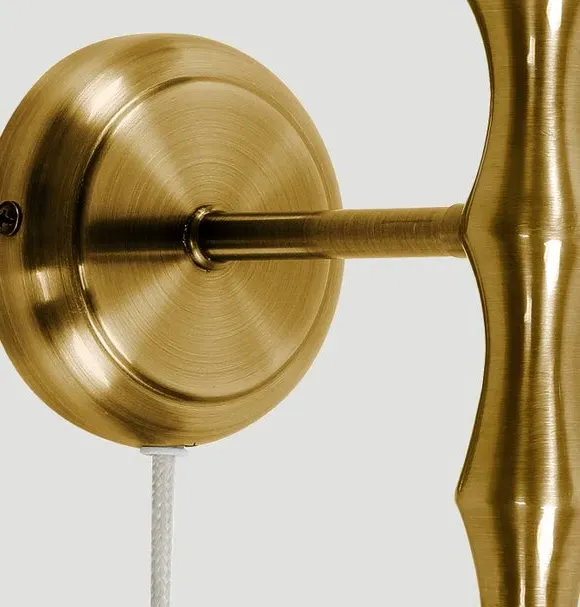 Plug-In Wall Light Bamboo Design - Gold, Metal