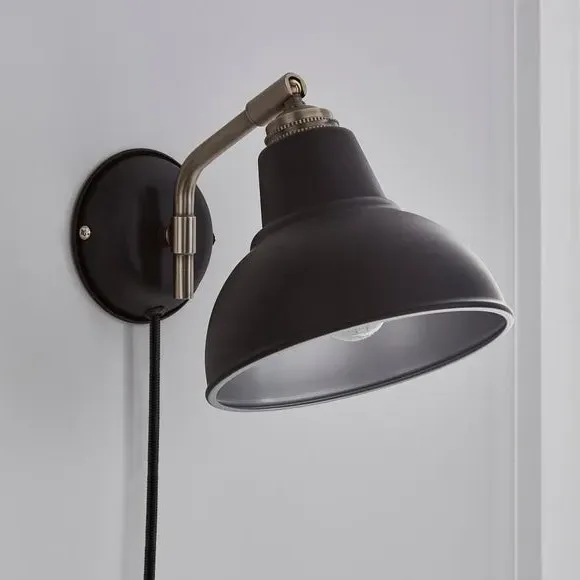 Plug-In Wall Light - Black, Metal