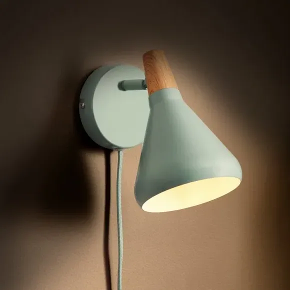 Plug In Wall Light - Blue, Metal