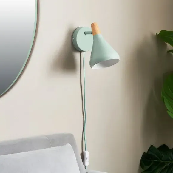 Plug In Wall Light - Blue, Metal