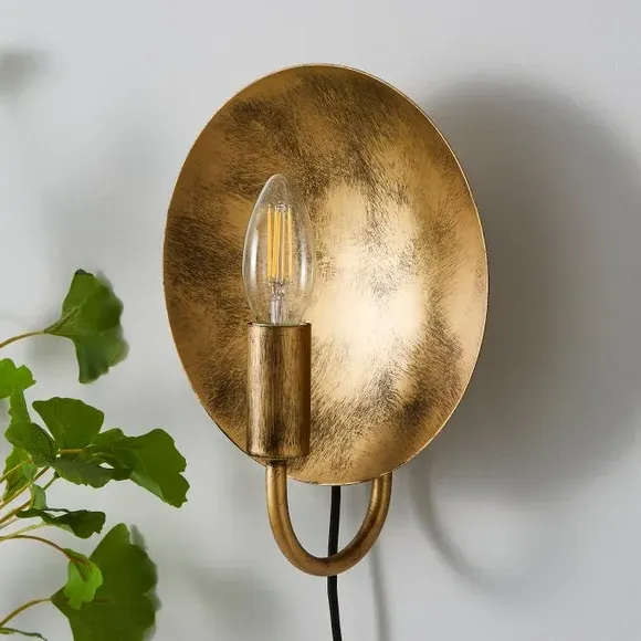 Plug-In Wall Light - Gold, Brushed Metal