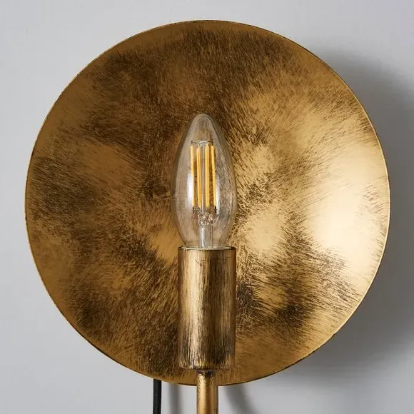 Plug-In Wall Light - Gold, Brushed Metal