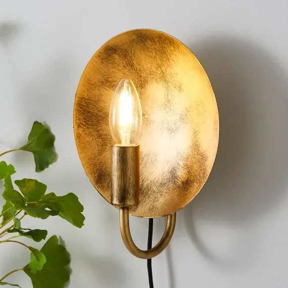 Plug-In Wall Light - Gold, Brushed Metal