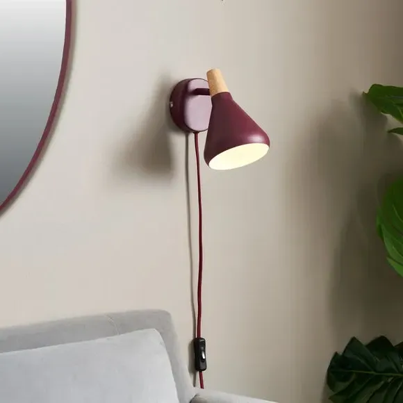 Plug In Wall Light - Mulberry, Metal