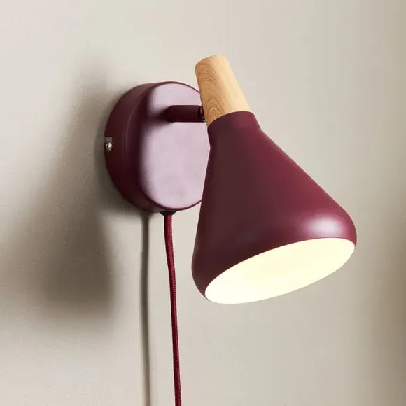 Plug In Wall Light - Mulberry, Metal