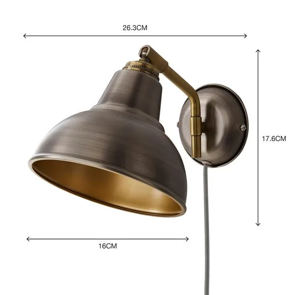 Plug-In Wall Light - Pewter, Metal