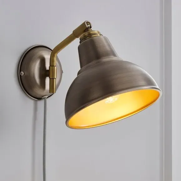 Plug-In Wall Light - Pewter, Metal
