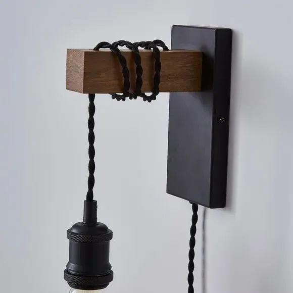 Plug-In Wall Light - Pine Finish