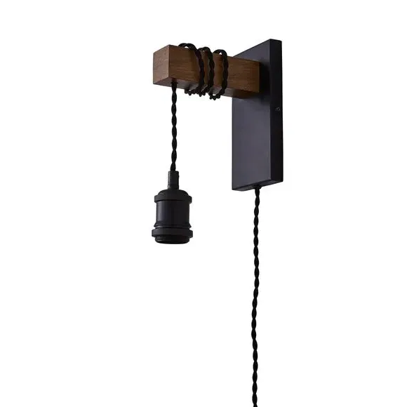 Plug-In Wall Light - Pine Finish