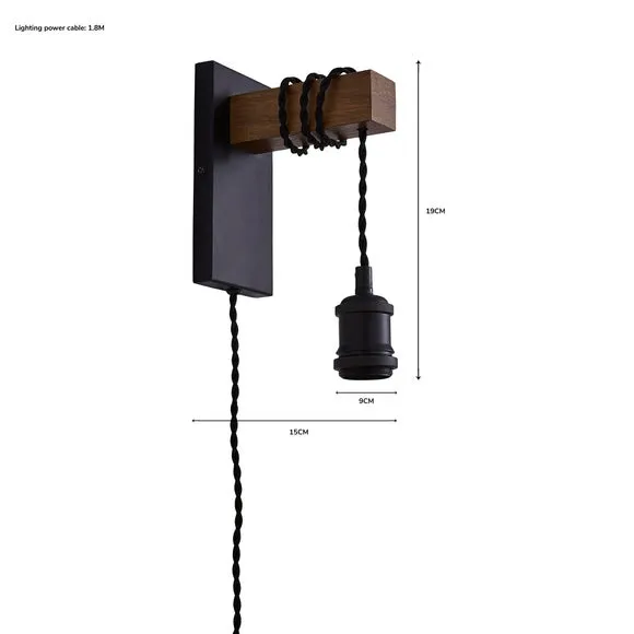 Plug-In Wall Light - Pine Finish