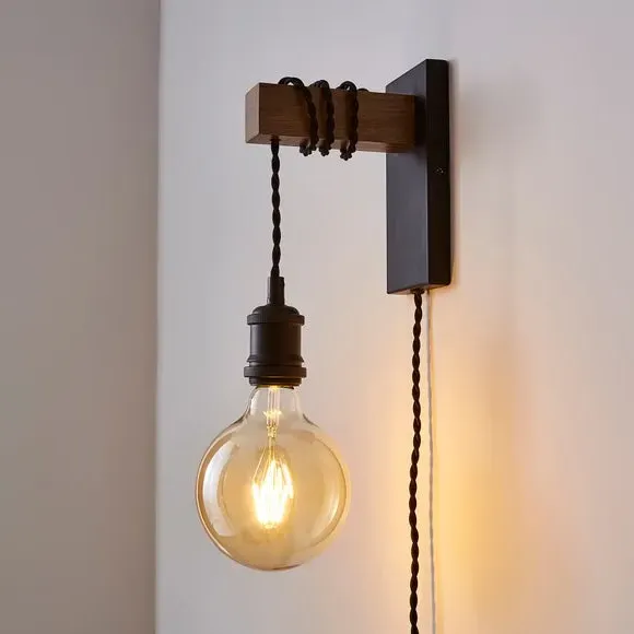 Plug-In Wall Light - Pine Finish image