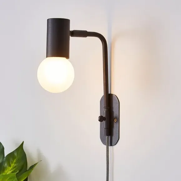 Plug-in Wall Light with Adjustable Head - Black image