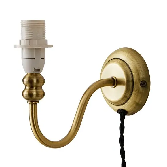 Plug-In Wall Light with Bobble Detail - Brass