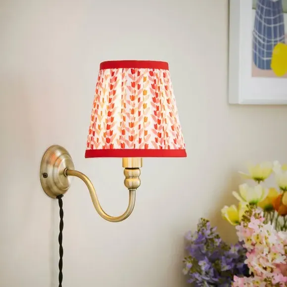 Plug-In Wall Light with Bobble Detail - Brass image