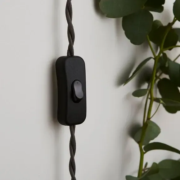 Plug-In Wall Light with Curved Arm - Black