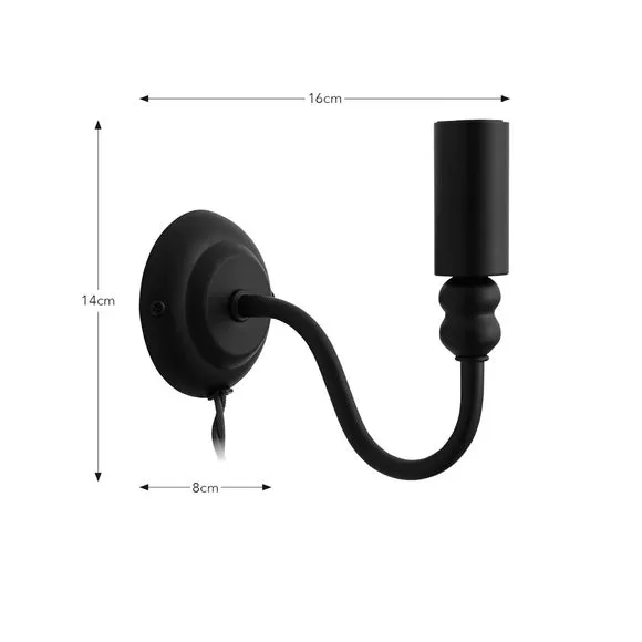 Plug-In Wall Light with Curved Arm - Black