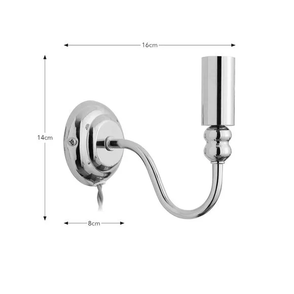 Plug-In Wall Light with Curved Arm - Light Grey