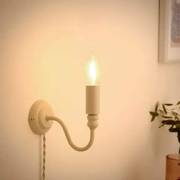 Plug-In Wall Light with Curved Arm - Off-White