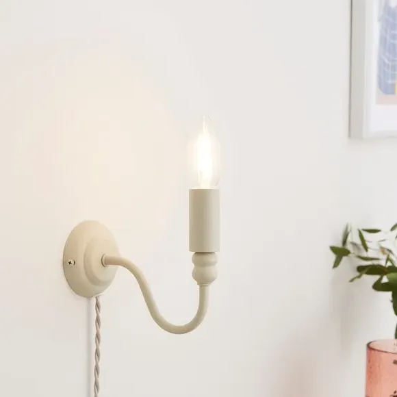 Plug-In Wall Light with Curved Arm - Off-White
