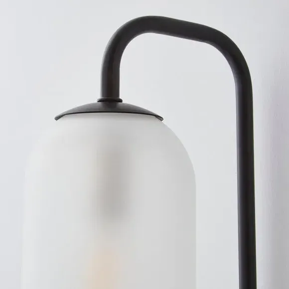Plug-In Wall Light with Glass Shade - Black