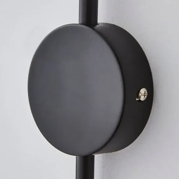 Plug-In Wall Light with Glass Shade - Black