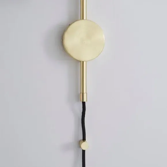 Plug-In Wall Light with Glass Shade - Gold