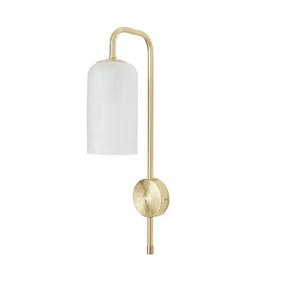 Plug-In Wall Light with Glass Shade - Gold