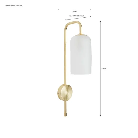Plug-In Wall Light with Glass Shade - Gold