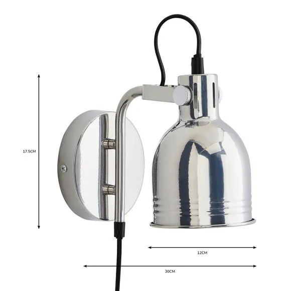 Plug-In Wall Light with Movable Head - Chrome