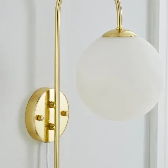 Plug-In Wall Light with Shelf - White, Gold