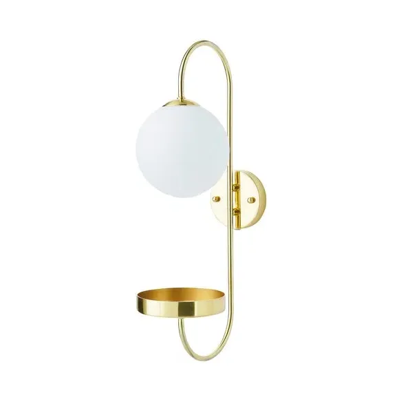 Plug-In Wall Light with Shelf - White, Gold