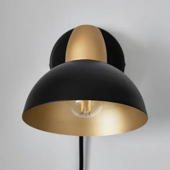 Plug-In Wall Light with Switch - Black, Metal