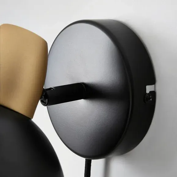 Plug-In Wall Light with Switch - Black, Metal
