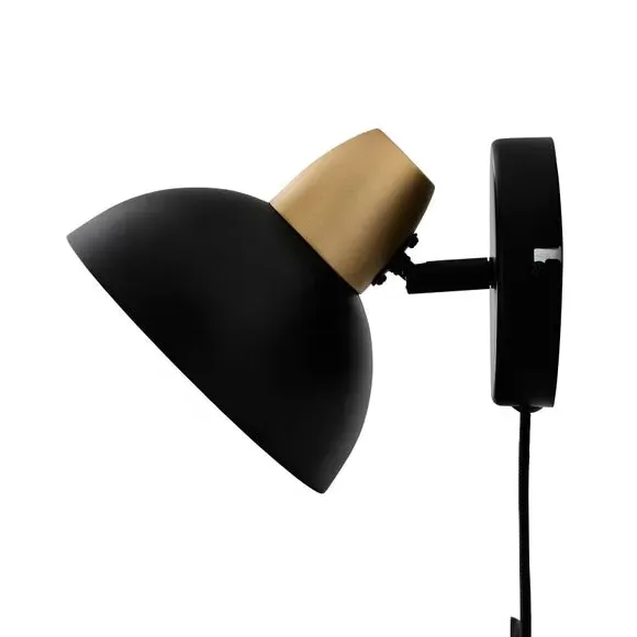 Plug-In Wall Light with Switch - Black, Metal