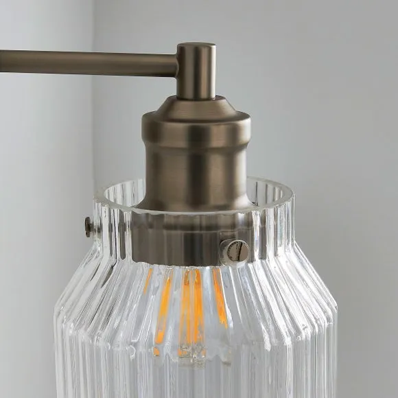 Plug-In Wall Light with Switch - Pewter, Glass