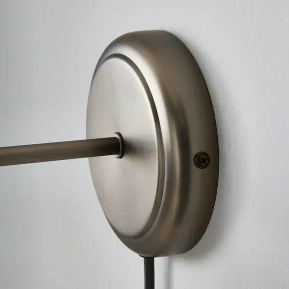 Plug-In Wall Light with Switch - Pewter, Glass