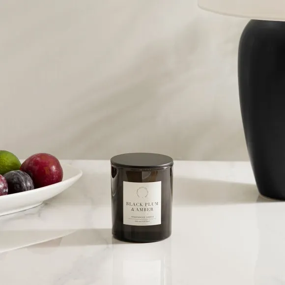 Plum & Patchouli Candle - Black, Glass