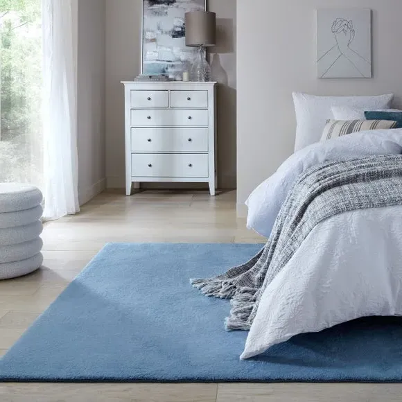 Plush Area Rug - Ashley Blue, Polyester