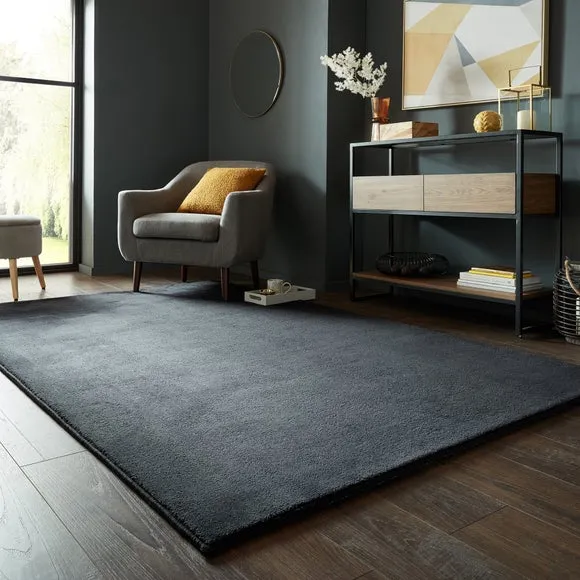 Plush Area Rug - Graphite, Polyester