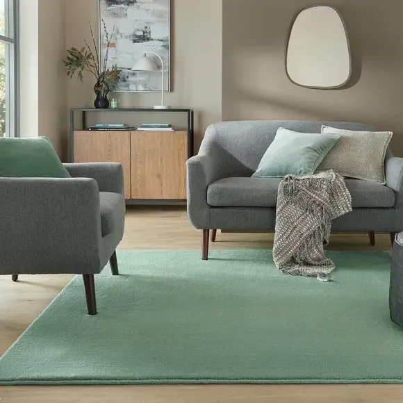 Plush Area Rug - Green, Polyester