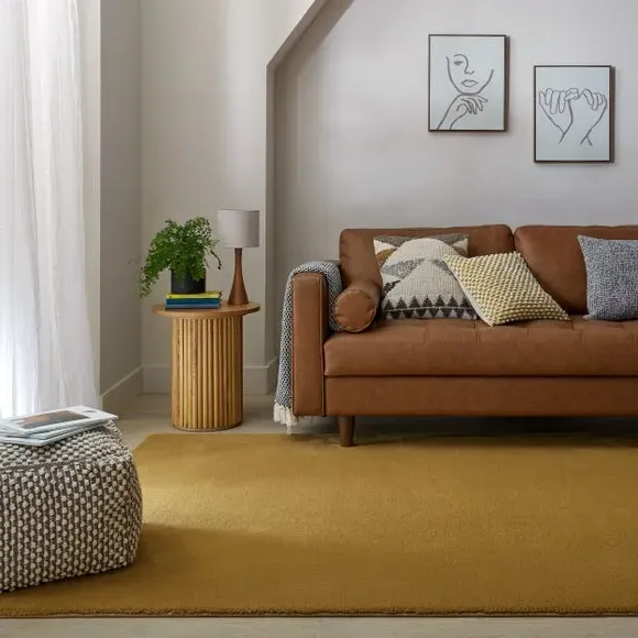 Plush Area Rug - Honey Yellow, Polyester