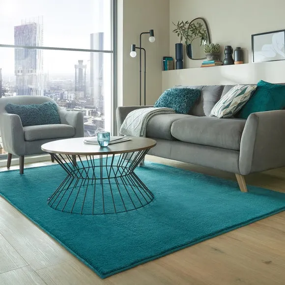 Plush Area Rug - Peacock, Polyester