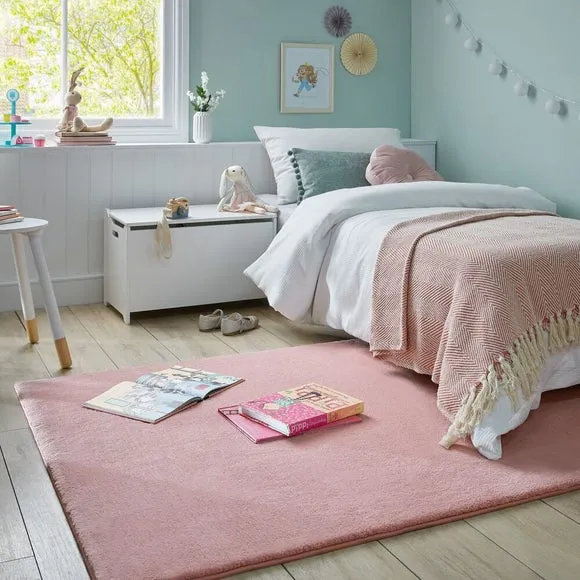 Plush Area Rug - Pink, Polyester