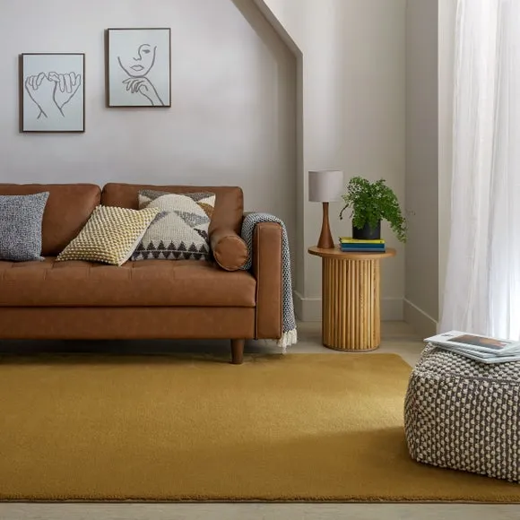 Plush Area Rug - Yellow, Polyester
