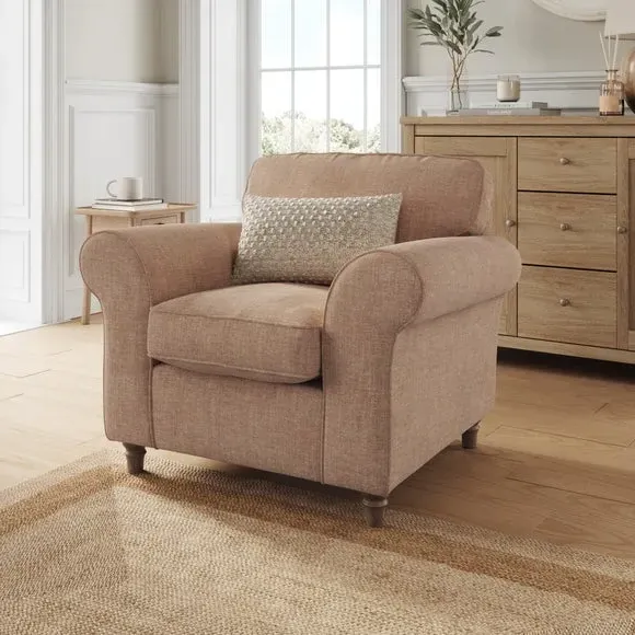 Plush Armchair with Curved Arms - Clay, Chenille image