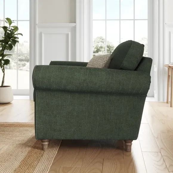 Plush Armchair with Curved Arms - Green, Chenille