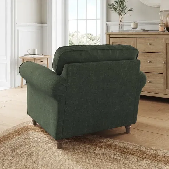 Plush Armchair with Curved Arms - Green, Chenille
