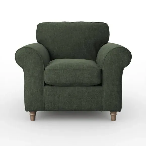Plush Armchair with Curved Arms - Green, Chenille